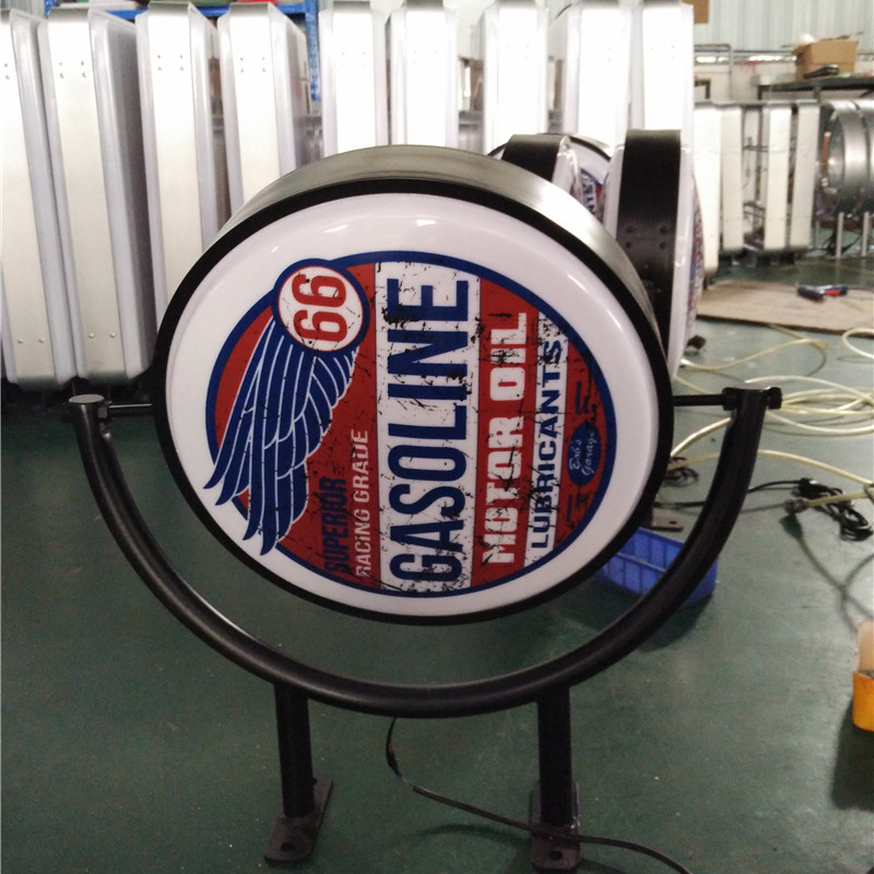Boîte à lumière LED à rotation ronde en sérigraphie acrylique