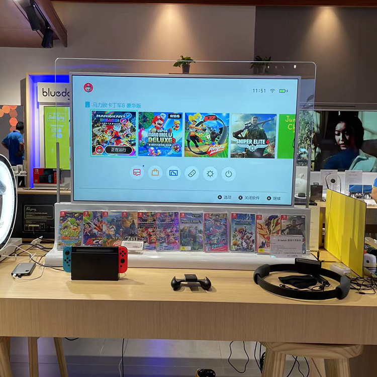 Écran de totem numérique LCD à cadre mince en verre de bureau d'intérieur