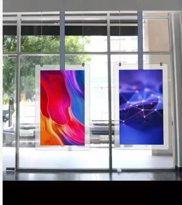 Affichage numérique LCD double face en verre suspendu intérieur 