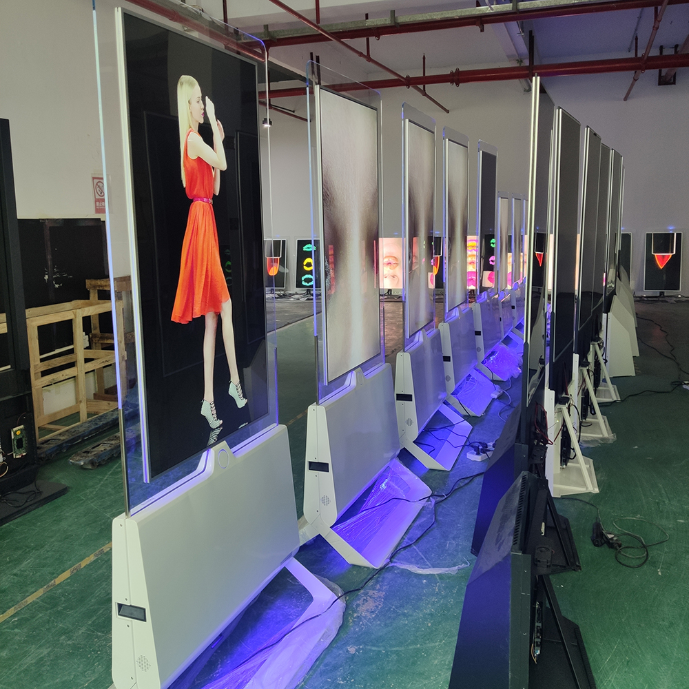 Affichage numérique LCD double face en verre autoportant d'intérieur