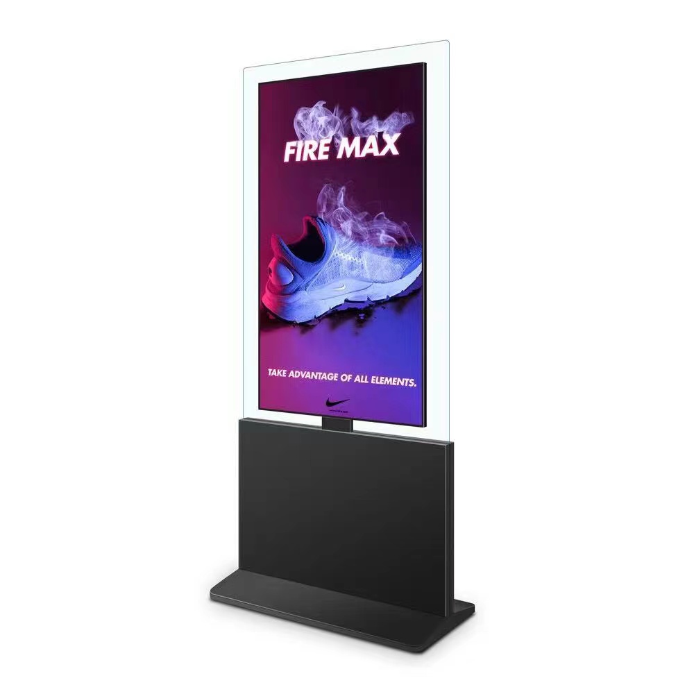 Kiosque commercial LCD à deux faces avec bord en verre autonome